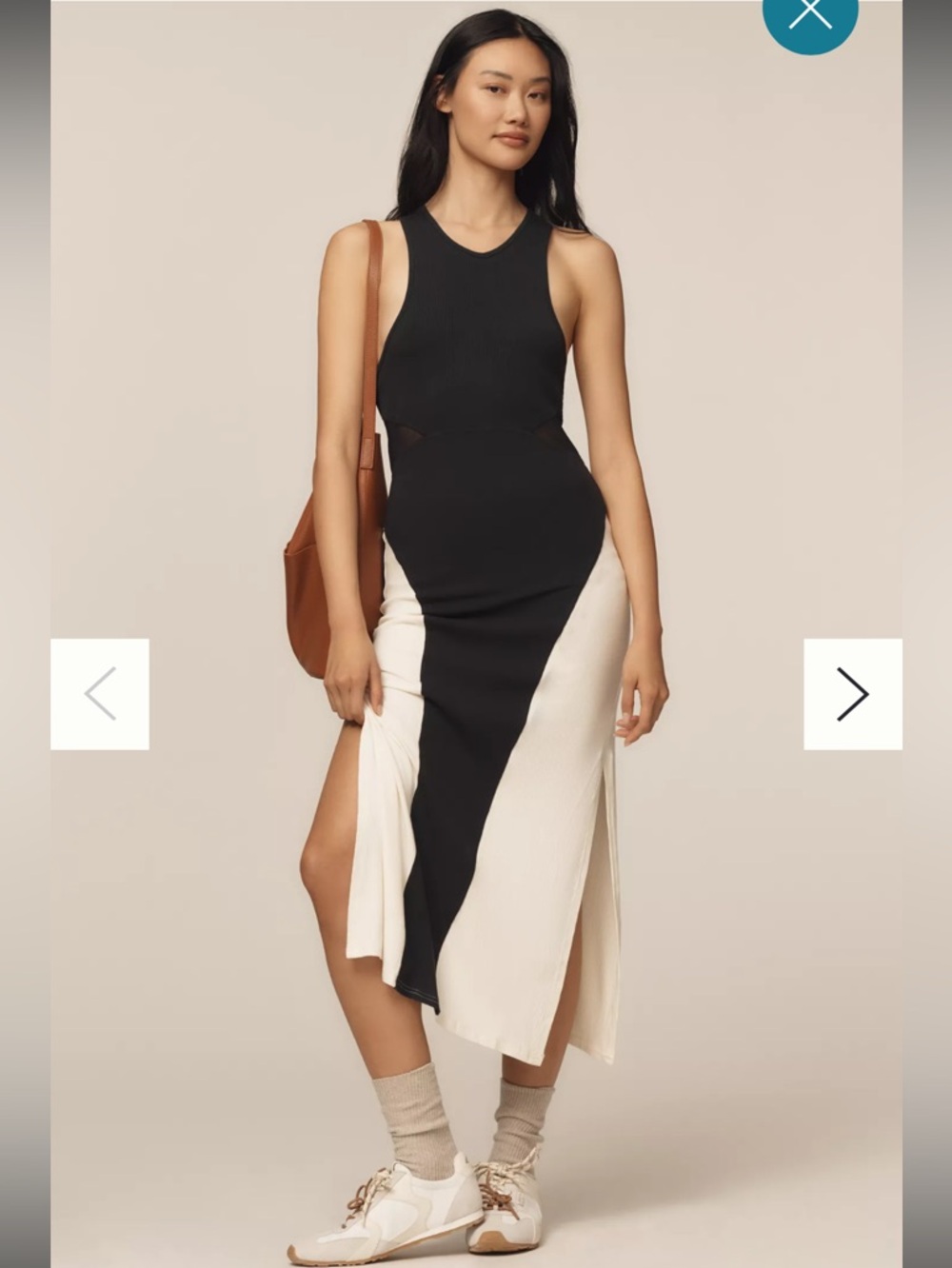 Daily Practice Breakaway Maxi Anthropologie Black & Cream Razor Back Size XL NWT